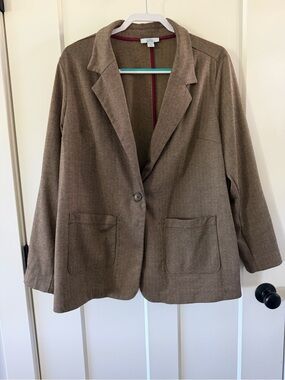 Classic Brown Women’s Single-Button Blazer Jacket Size 1x